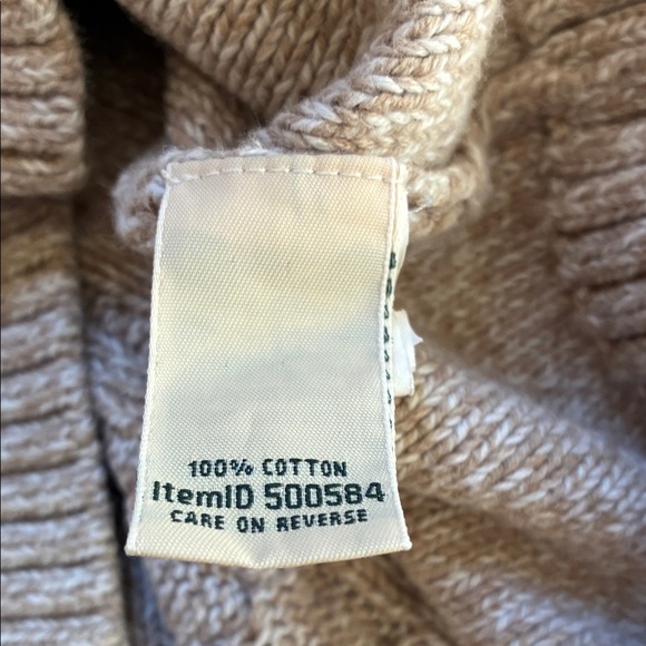 L.L. Bean Light Tan Cable Knit Cardigan Sz M - Picture 8 of 8
